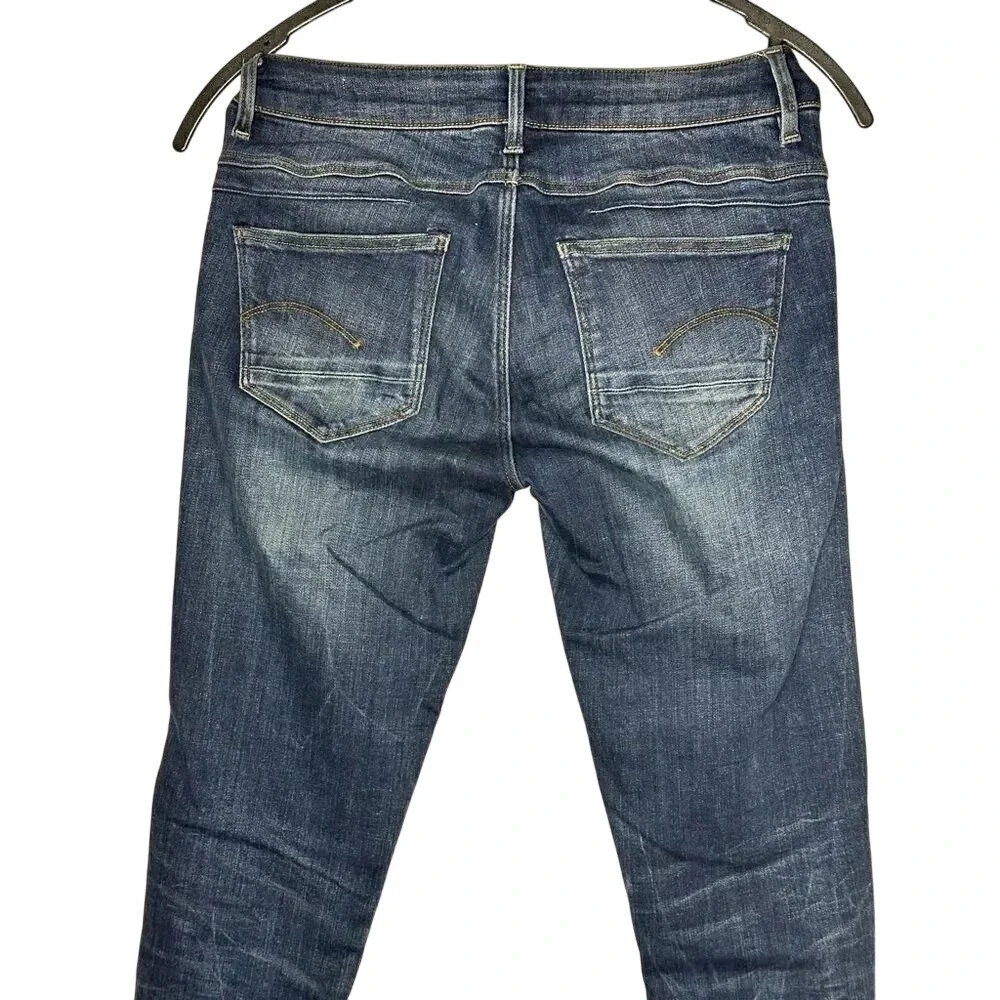 G-Star RAW D-Staq Mid Skinny Jeans Blue Distressed Mens 27x36‎